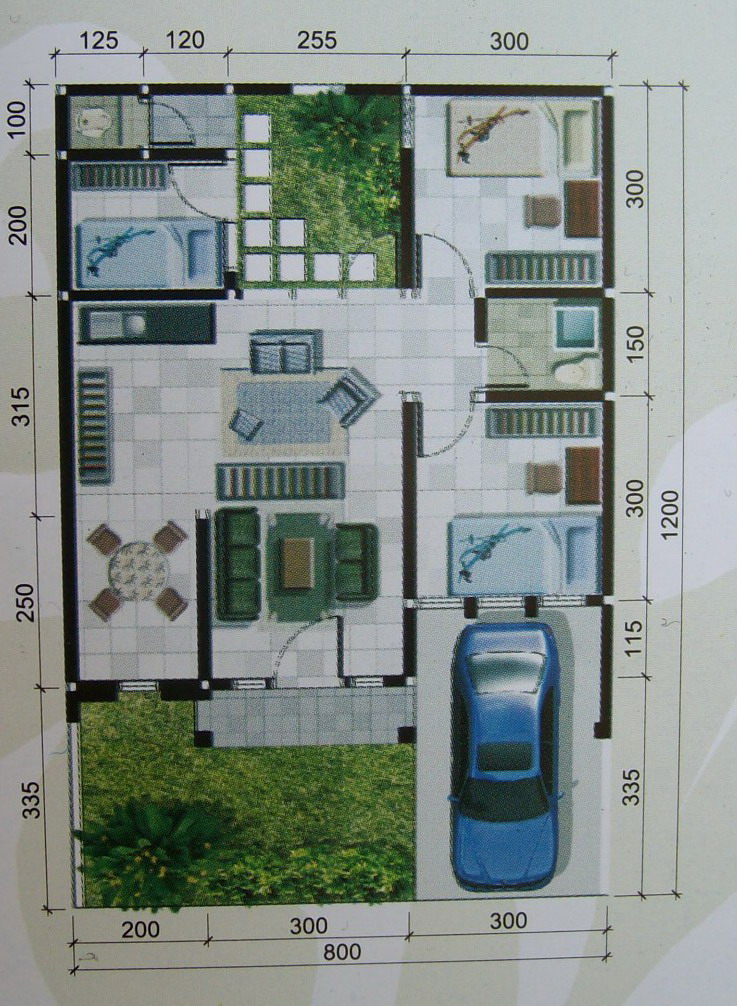 Denah rumah minimalis ukuran tanah 9  12  | Rumah Minimalis 8 X 14